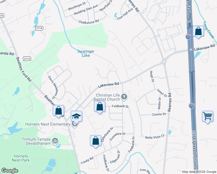 map of restaurants, bars, coffee shops, grocery stores, and more near in Charlotte