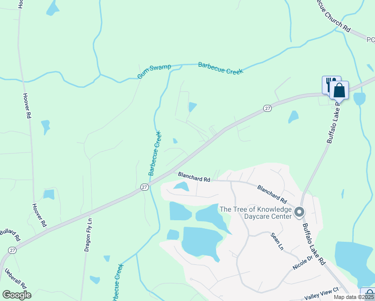 map of restaurants, bars, coffee shops, grocery stores, and more near 24 Carter Drive in Sanford