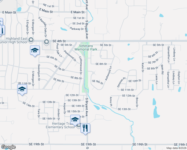 map of restaurants, bars, coffee shops, grocery stores, and more near 2008 Wimberley Creek Drive in Moore