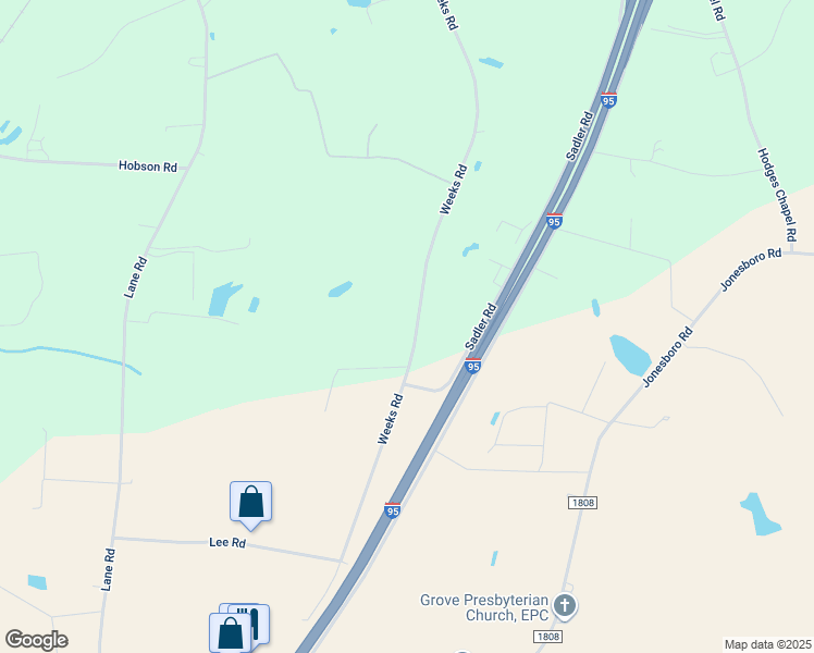 map of restaurants, bars, coffee shops, grocery stores, and more near 1178 Weeks Road in Dunn