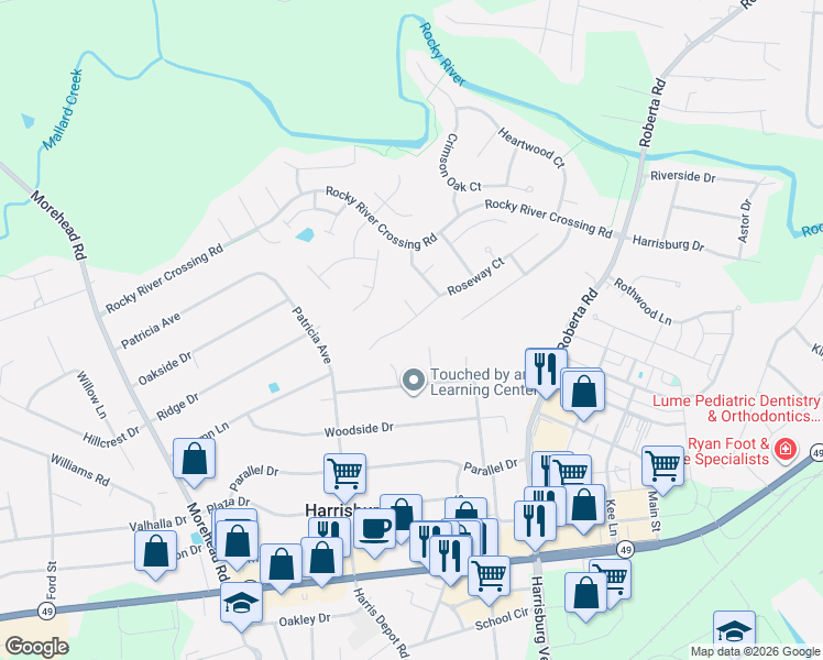 map of restaurants, bars, coffee shops, grocery stores, and more near 6193 Roseway Court in Harrisburg