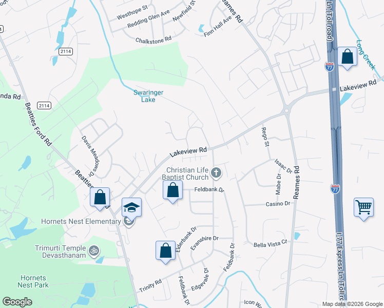 map of restaurants, bars, coffee shops, grocery stores, and more near in Charlotte