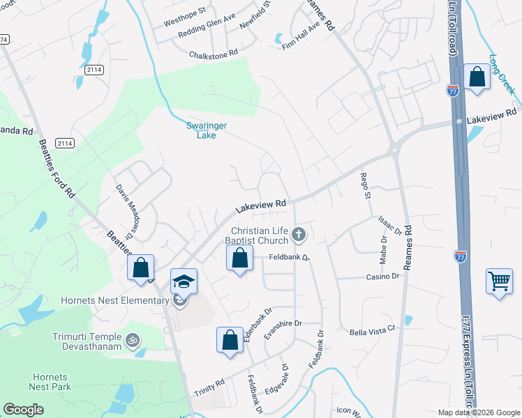 map of restaurants, bars, coffee shops, grocery stores, and more near in Charlotte