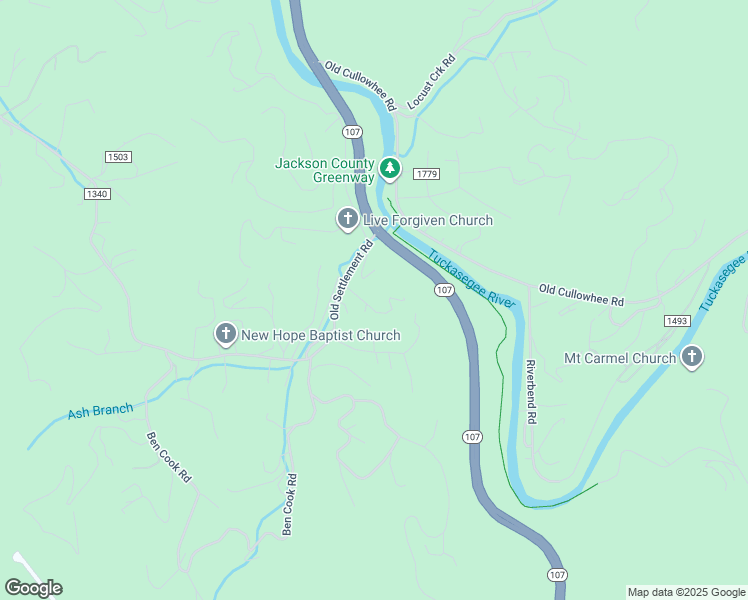 map of restaurants, bars, coffee shops, grocery stores, and more near 91 South Woods Drive in Sylva