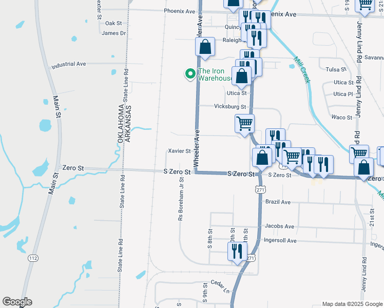 map of restaurants, bars, coffee shops, grocery stores, and more near 5712 Wheeler Avenue in Fort Smith