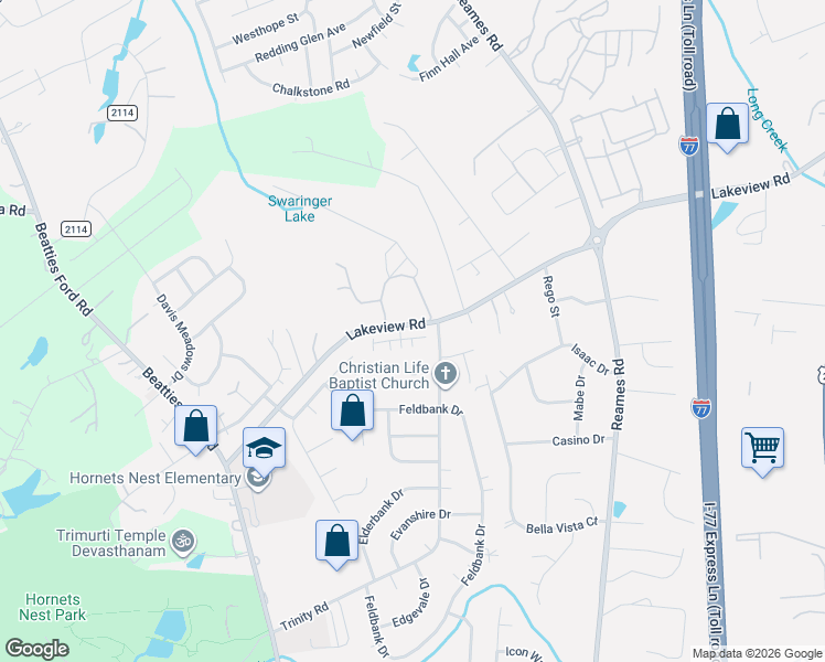 map of restaurants, bars, coffee shops, grocery stores, and more near 4705 Lakeview Road in Charlotte