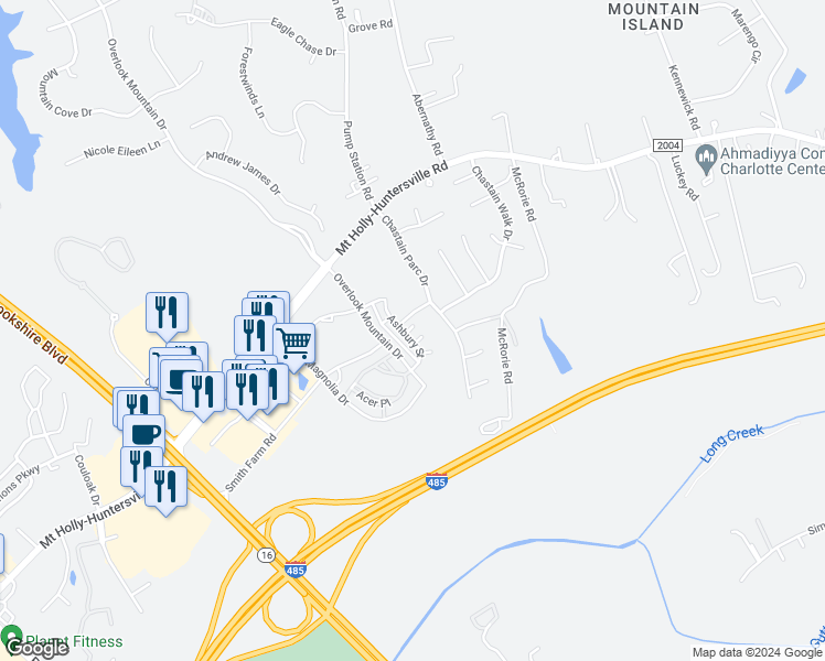 map of restaurants, bars, coffee shops, grocery stores, and more near 1206 Ashbury Street in Charlotte