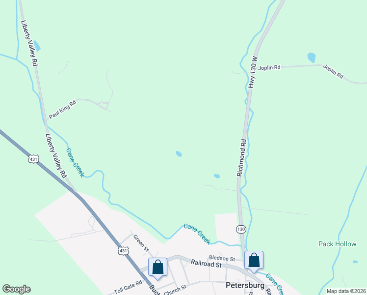 map of restaurants, bars, coffee shops, grocery stores, and more near 3138 Richmond Road in Petersburg