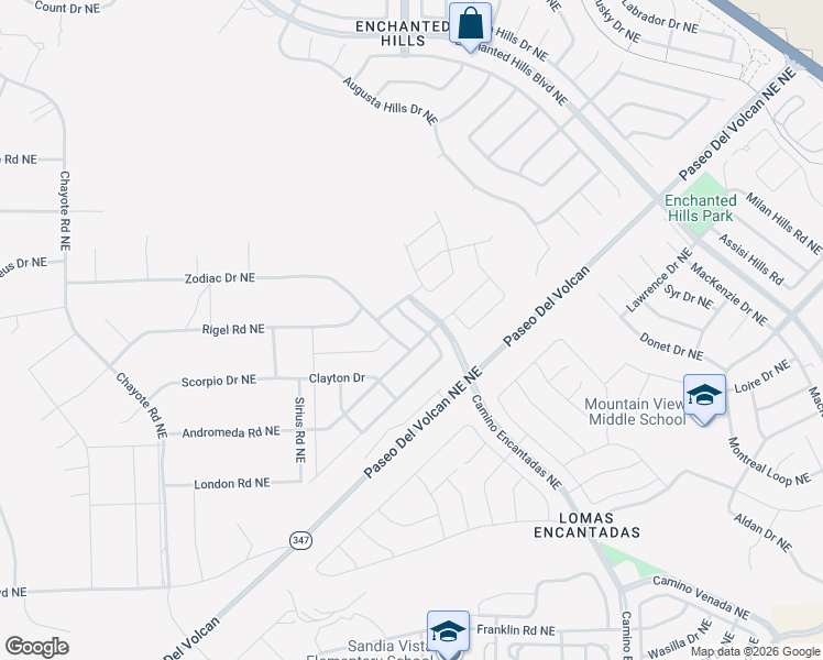 map of restaurants, bars, coffee shops, grocery stores, and more near Zodiac Dr NE in Rio Rancho
