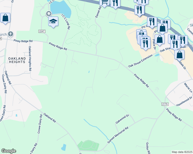 map of restaurants, bars, coffee shops, grocery stores, and more near 205 Stoneybrook Drive in Forest City