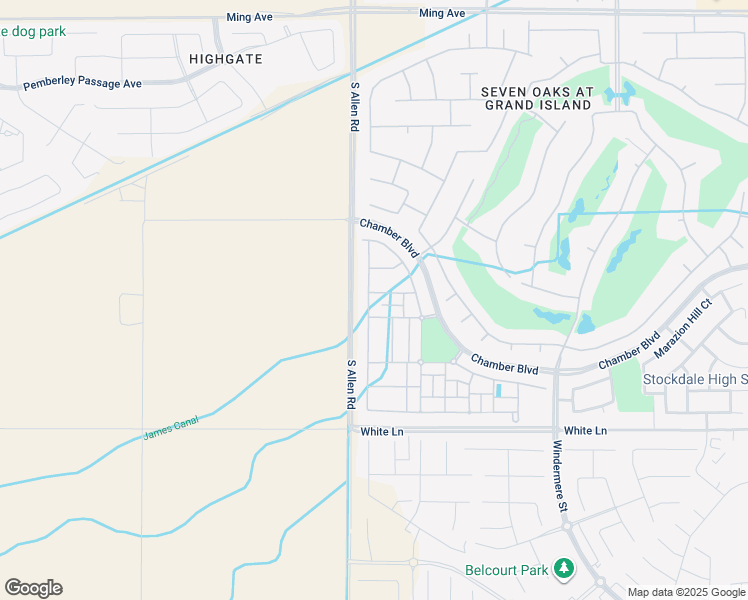 map of restaurants, bars, coffee shops, grocery stores, and more near 2811 Barrowby Street in Bakersfield
