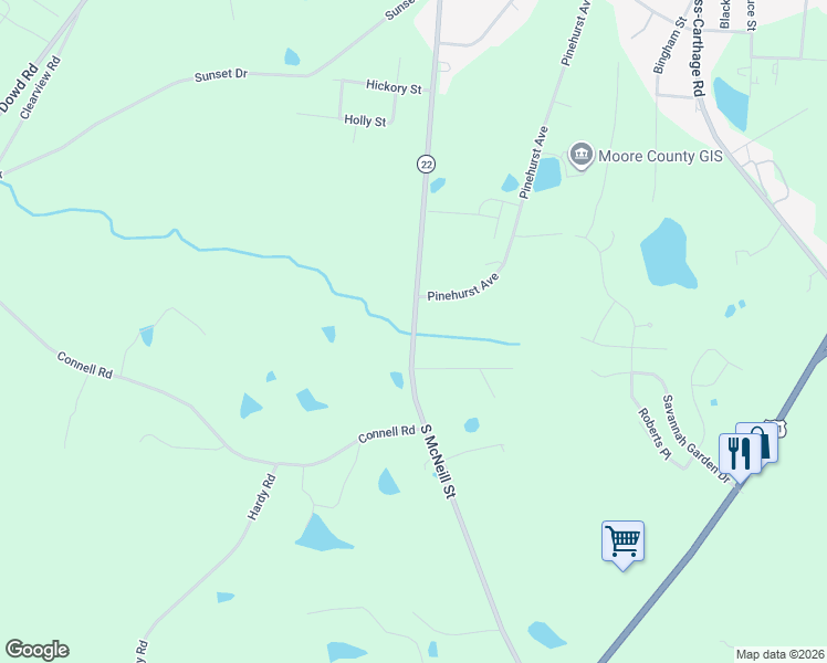 map of restaurants, bars, coffee shops, grocery stores, and more near 1010 South McNeill Street in Carthage