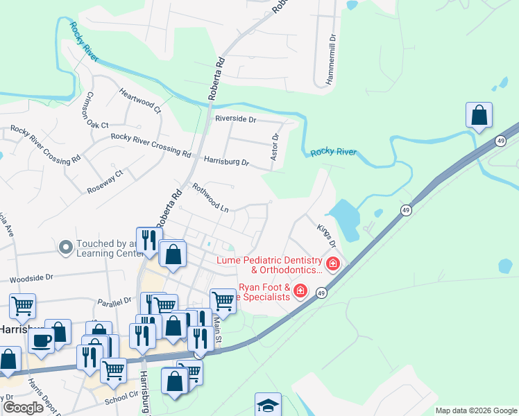 map of restaurants, bars, coffee shops, grocery stores, and more near 4036 Center Place Drive in Harrisburg