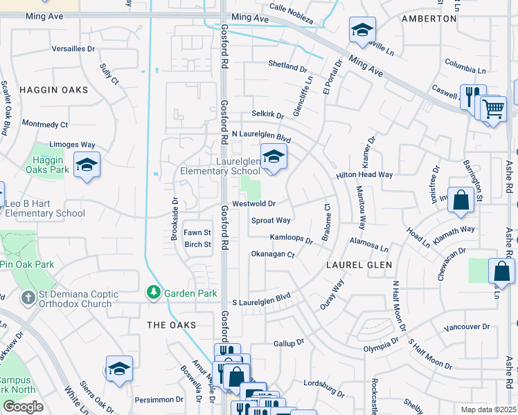 map of restaurants, bars, coffee shops, grocery stores, and more near in Pumpkin Center