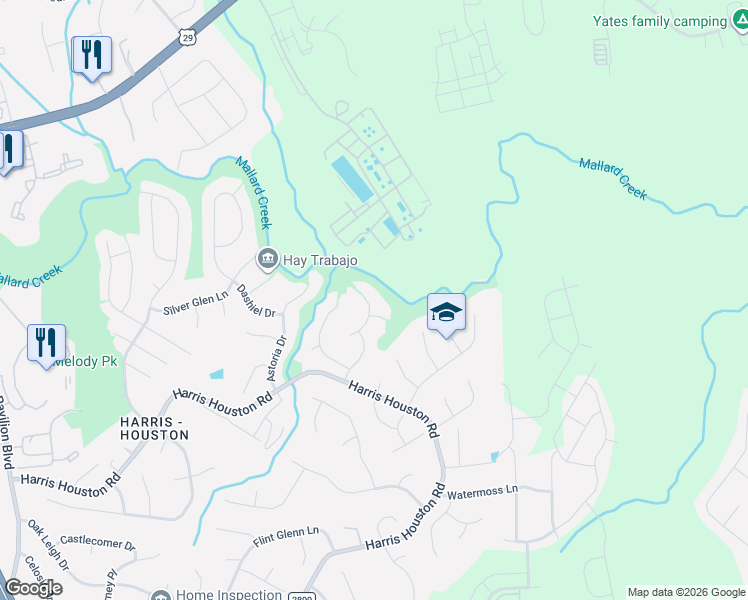 map of restaurants, bars, coffee shops, grocery stores, and more near 3024 Swanquarter Drive in Charlotte