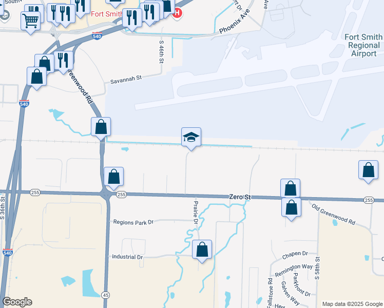 map of restaurants, bars, coffee shops, grocery stores, and more near in Fort Smith