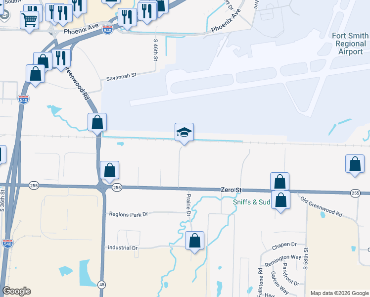 map of restaurants, bars, coffee shops, grocery stores, and more near in Fort Smith