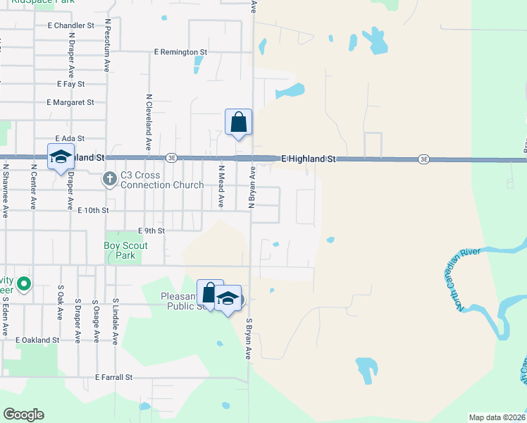 map of restaurants, bars, coffee shops, grocery stores, and more near 2305 Crest Drive in Shawnee