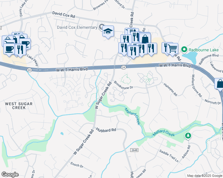 map of restaurants, bars, coffee shops, grocery stores, and more near in Charlotte