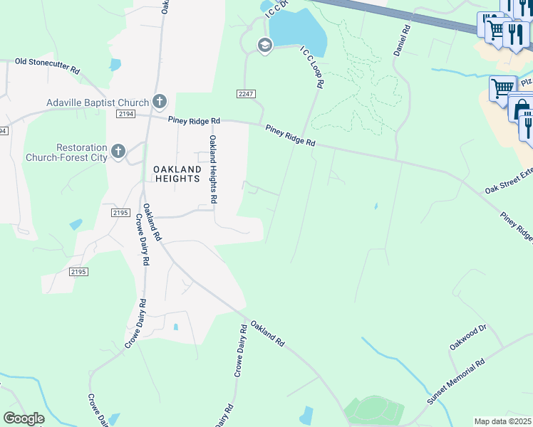 map of restaurants, bars, coffee shops, grocery stores, and more near 242 Hawthorne Ln in Forest City