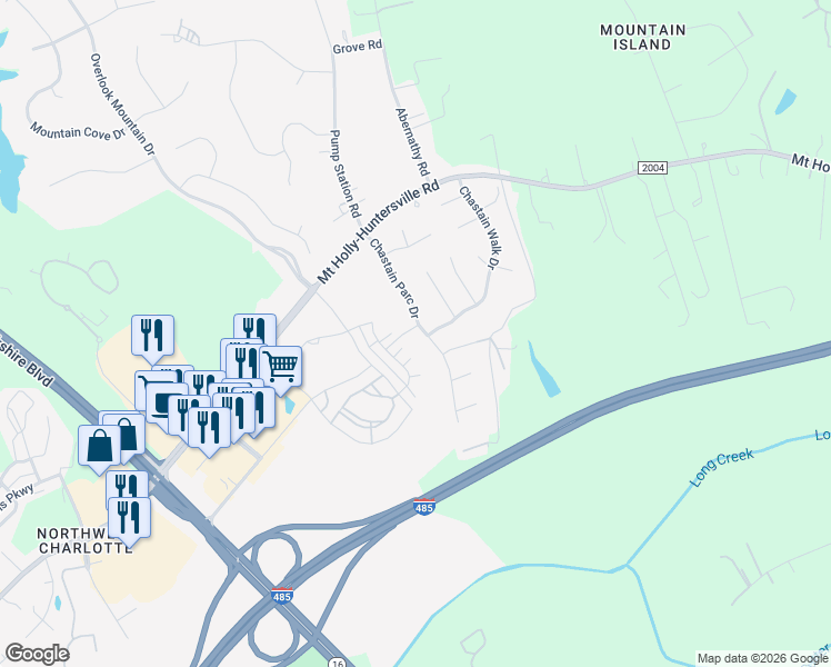map of restaurants, bars, coffee shops, grocery stores, and more near in Charlotte