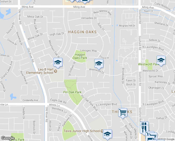 map of restaurants, bars, coffee shops, grocery stores, and more near 2600 Oak Grove Street in Bakersfield