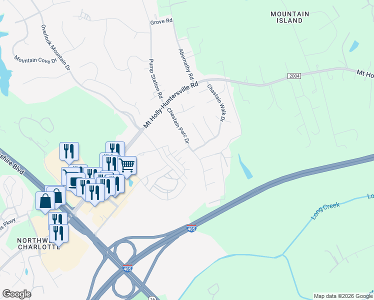 map of restaurants, bars, coffee shops, grocery stores, and more near in Charlotte