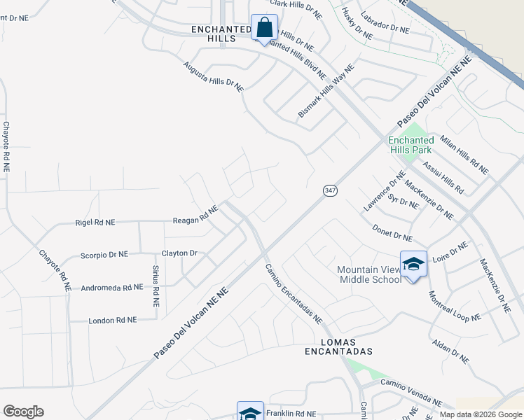 map of restaurants, bars, coffee shops, grocery stores, and more near 6912 Augusta Hills Drive Northeast in Rio Rancho