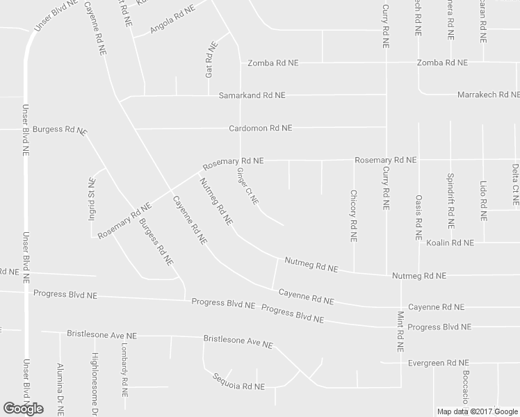 map of restaurants, bars, coffee shops, grocery stores, and more near Ginger Court Northeast in Albuquerque
