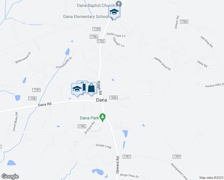 map of restaurants, bars, coffee shops, grocery stores, and more near 93 Oleta Road in Hendersonville