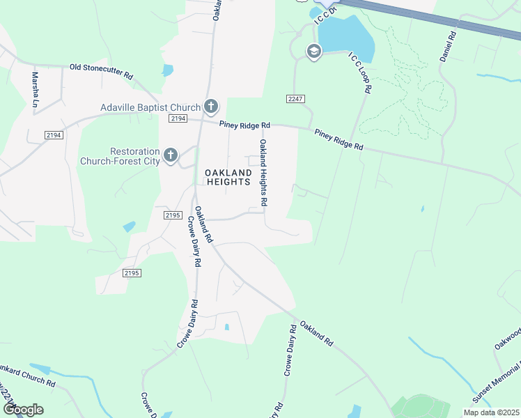 map of restaurants, bars, coffee shops, grocery stores, and more near 252 Oakland Heights Road in Forest City