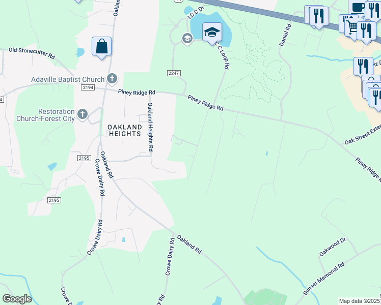 map of restaurants, bars, coffee shops, grocery stores, and more near 242 Hawthorne Ln in Forest City