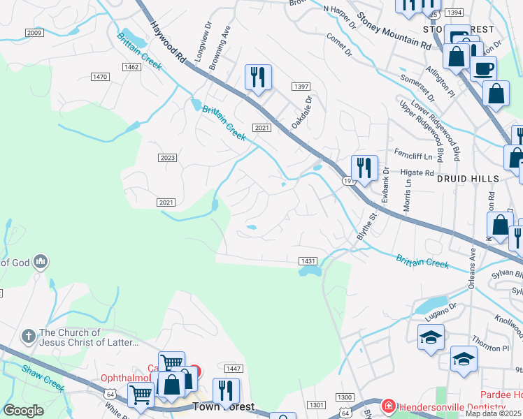 map of restaurants, bars, coffee shops, grocery stores, and more near 205 White Oak Drive in Hendersonville