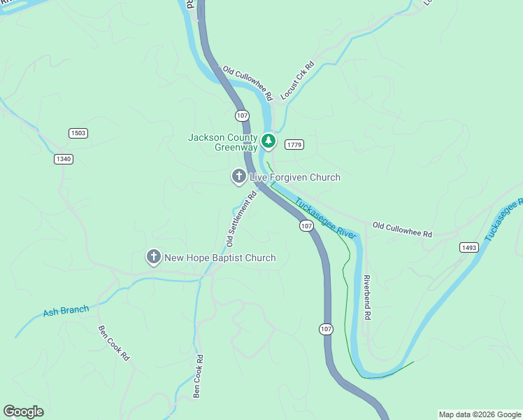 map of restaurants, bars, coffee shops, grocery stores, and more near 35 State Road 1340 in Sylva