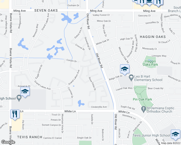 map of restaurants, bars, coffee shops, grocery stores, and more near 10015 Allspice Rose Court in Bakersfield