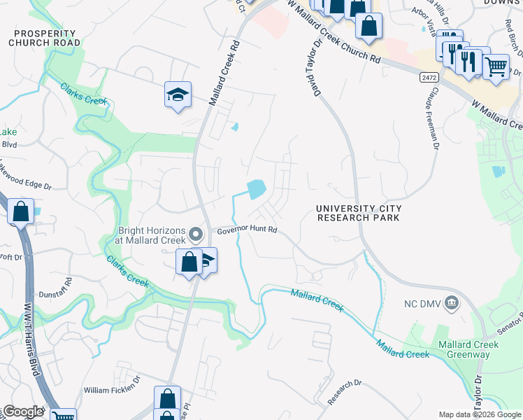 map of restaurants, bars, coffee shops, grocery stores, and more near 2815 Ensemble Court in Charlotte