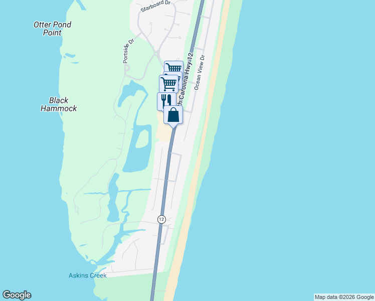 map of restaurants, bars, coffee shops, grocery stores, and more near 42081 Ocean View Dr in Nags Head