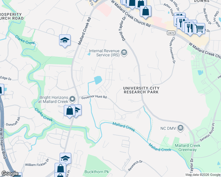 map of restaurants, bars, coffee shops, grocery stores, and more near 2408 Alexander Road in Charlotte