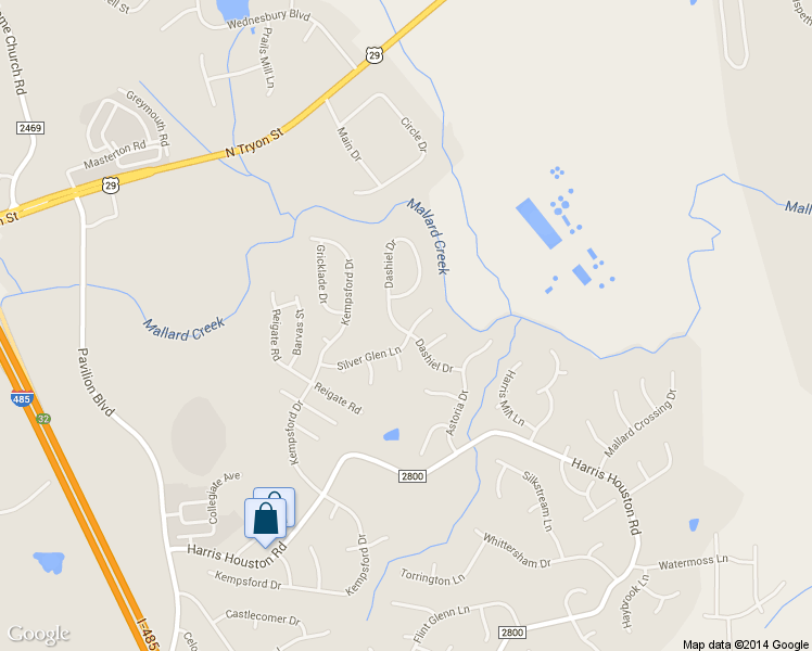 map of restaurants, bars, coffee shops, grocery stores, and more near 11301 Silver Glen Lane in Charlotte