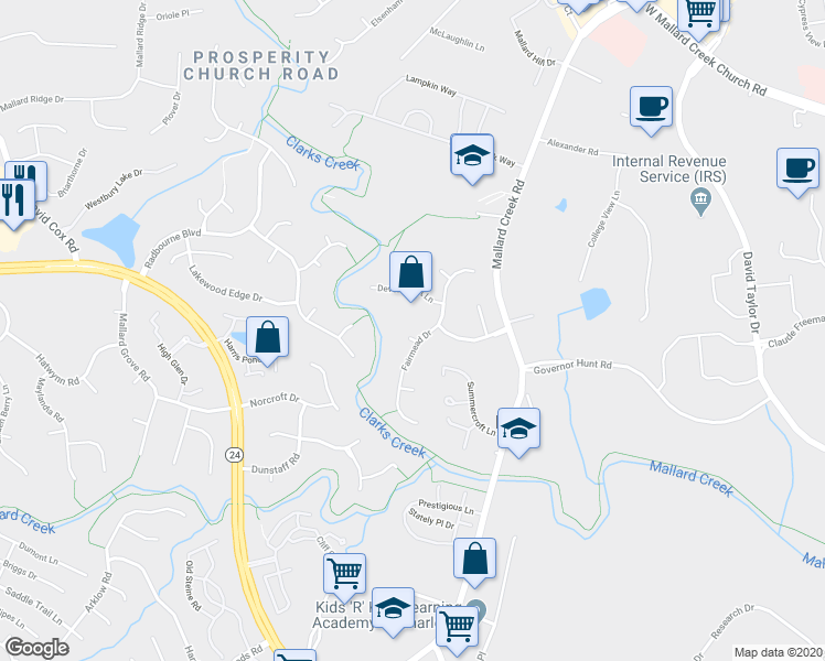 map of restaurants, bars, coffee shops, grocery stores, and more near in Charlotte