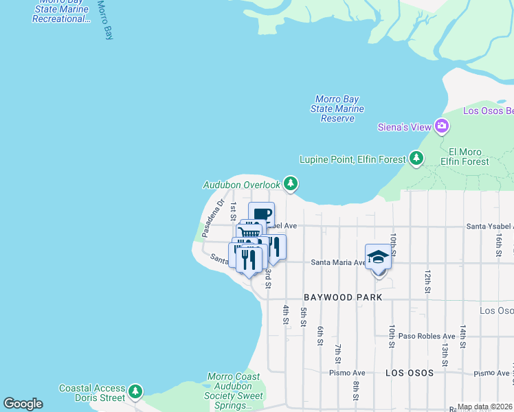map of restaurants, bars, coffee shops, grocery stores, and more near 1147 3rd Street in San Luis Obispo