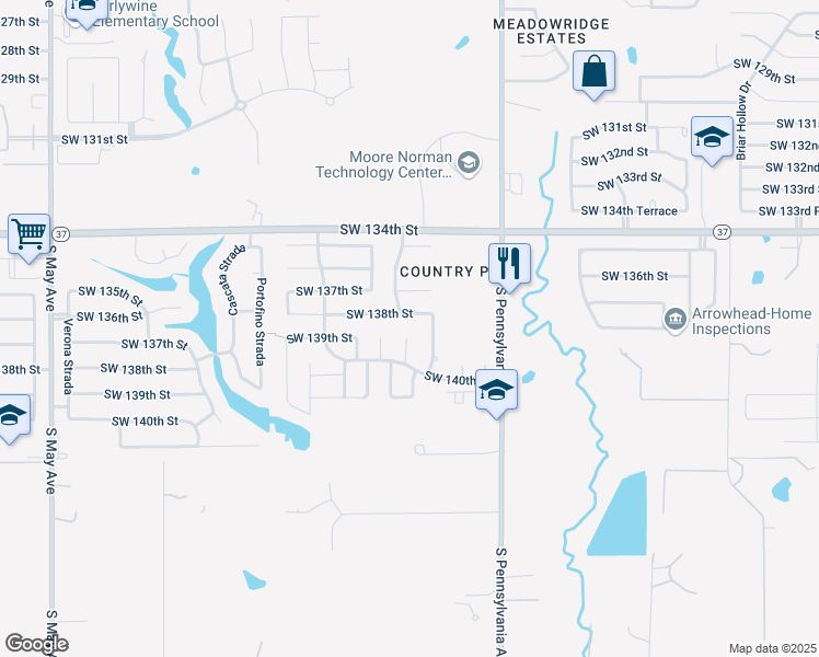 map of restaurants, bars, coffee shops, grocery stores, and more near 14000 Buttercup Circle in Oklahoma City