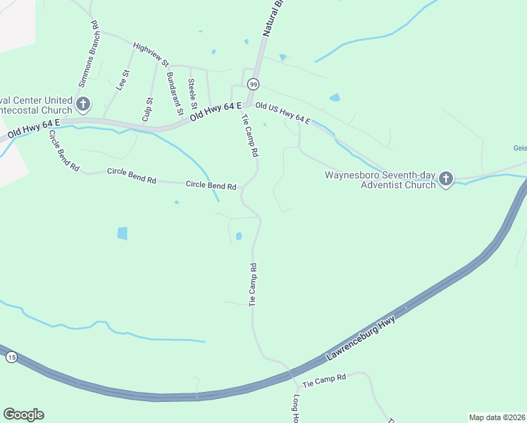 map of restaurants, bars, coffee shops, grocery stores, and more near 2060 Pinkley Road in Waynesboro