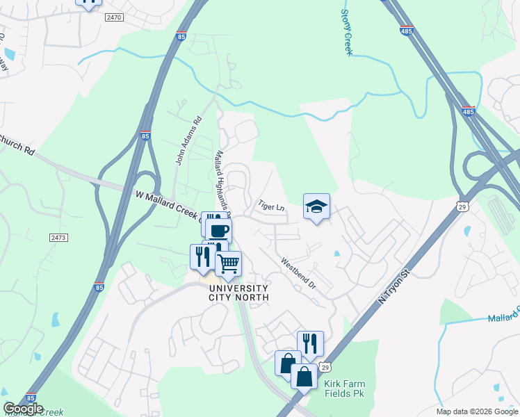 map of restaurants, bars, coffee shops, grocery stores, and more near in Charlotte