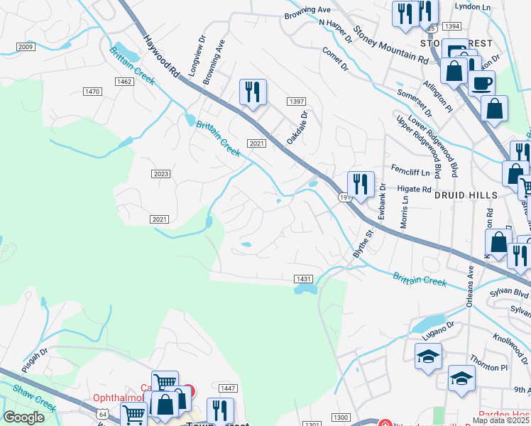 map of restaurants, bars, coffee shops, grocery stores, and more near 108 Live Oak Lane in Hendersonville
