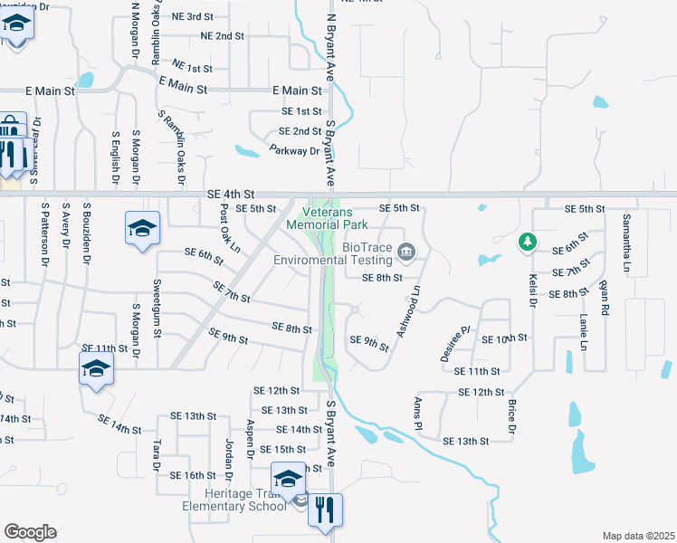 map of restaurants, bars, coffee shops, grocery stores, and more near 700 Cottonwood Drive in Moore