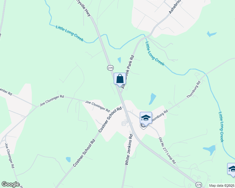 map of restaurants, bars, coffee shops, grocery stores, and more near 2823 Dallas Cherryville Highway in Dallas