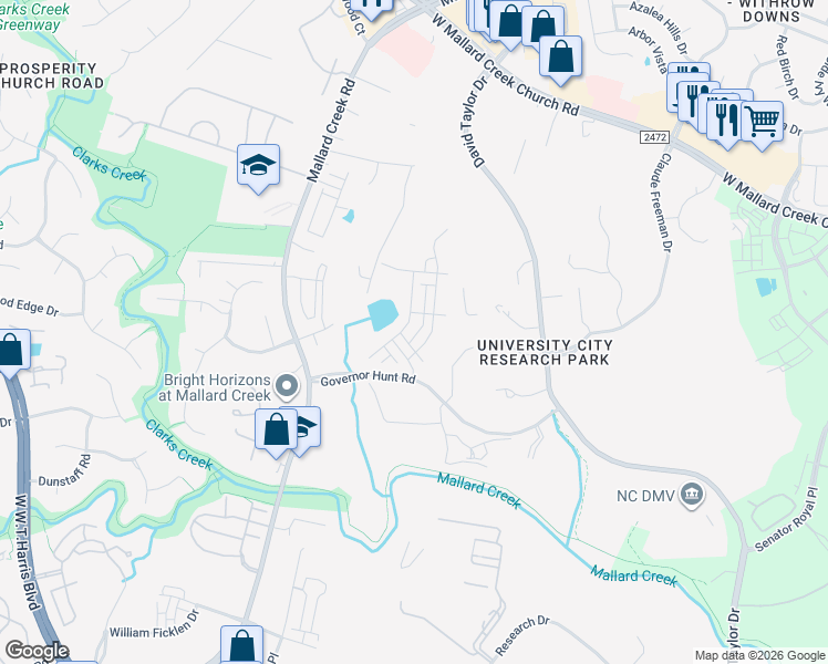 map of restaurants, bars, coffee shops, grocery stores, and more near 2408 Alexander Road in Charlotte