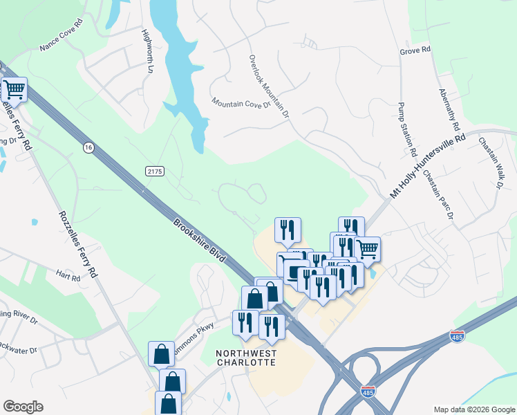map of restaurants, bars, coffee shops, grocery stores, and more near 5028 Polo Gate Boulevard in Charlotte