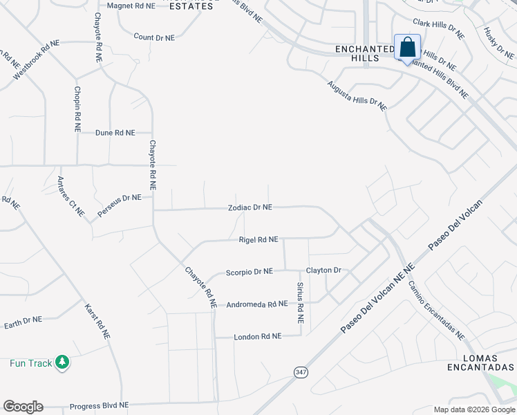map of restaurants, bars, coffee shops, grocery stores, and more near Zodiac Drive Northeast in Rio Rancho
